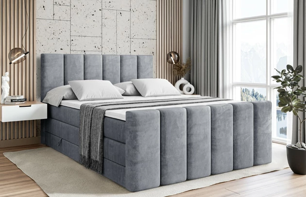 Stoffbeschreibung: Polsterstoff Casablanca: „Pet-friendly“, leicht zu reinigen (CleanBOO+), wasserabweisend mit Lotuseffekt, scheuerfest (45.000 Martindale- Zyklen), Gewicht 310g/m2 ±5 %, Bezug: Samt, Farbe: Grau - Casablanca 2314, Zimmer: Schlafzimmer, Länge: 215 cm, Breite: 120 cm, Höhe: 115 cm, Größe: 120x200 cm, Länge der Schlaffläche: 200 cm, Breite der Schlaffläche: 120 cm, Liegehöhe: 73 cm, Härtegrad der Matratze: h3-h4, Höhe der Matratze: 38 cm, Matratze: Multipocketfederung und Bonellfederung, Farbe des Toppers: Weiß, Höhe des Toppers: 5 cm, Material des Toppers: Schaumstoff, Bettkasten: Ja, Anzahl der Bettkasten: 2, Höhe des Bettkastens: 30 cm, Höhe des Kopfteils: 115 cm, Material der Füße: Plastik, Höhe der Füße: 2 cm, Dicke des Kopfteils: 8 cm, Dicke des Fußteils: 7 cm, Gepolsterte Rückseite: Nein - 1