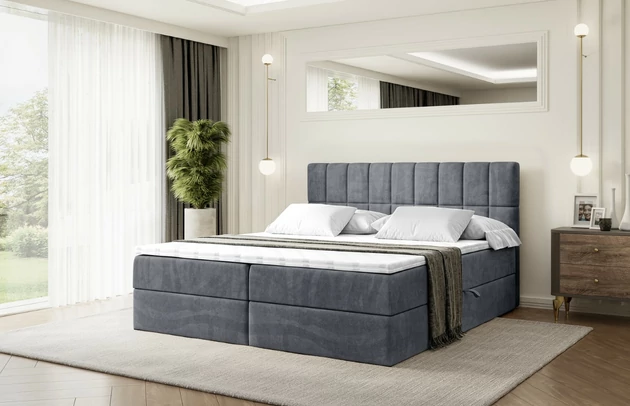Stoffbeschreibung: Polsterstoff Casablanca: „Pet-friendly“, leicht zu reinigen (CleanBOO+), wasserabweisend mit Lotuseffekt, scheuerfest (45.000 Martindale- Zyklen), Gewicht 310g/m2 ±5 %, Bezug: Samt, Farbe: Dunkelgrau - Casablanca 2315, Zimmer: Schlafzimmer, Länge: 207 cm, Breite: 140 cm, Höhe: 105 cm, Größe: 140x200 cm, Länge der Schlaffläche: 200 cm, Breite der Schlaffläche: 140 cm, Liegehöhe: 55 cm, Höhe der Matratze: 20 cm, Matratze: Bonellfederung, Farbe des Toppers: Weiß, Höhe des Toppers: 5 cm, Material des Toppers: Schaumstoff, Bettkasten: Ja, Anzahl der Bettkasten: 2, Höhe des Bettkastens: 30 cm, Höhe des Kopfteils: 105 cm, Material der Füße: Plastik, Höhe der Füße: 2 cm, Dicke des Kopfteils: 8 cm, Dicke des Fußteils: 7 cm, Gepolsterte Rückseite: Nein, Härtegrad der Matratze: H3 - 1