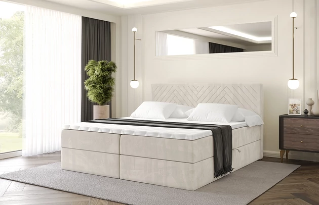 Stoffbeschreibung: Polsterstoff Casablanca: „Pet-friendly“, leicht zu reinigen (CleanBOO+), wasserabweisend mit Lotuseffekt, scheuerfest (45.000 Martindale- Zyklen), Gewicht 310g/m2 ±5 %, Bezug: Samt, Farbe: Beige - Casablanca 2301, Zimmer: Schlafzimmer, Länge: 207 cm, Breite: 120 cm, Höhe: 105 cm, Größe: 120x200 cm, Länge der Schlaffläche: 200 cm, Breite der Schlaffläche: 120-cm, Liegehöhe: 55 cm, Höhe der Matratze: 20 cm, Matratze: Bonellfederung, Farbe des Toppers: Weiß, Höhe des Toppers: 5 cm, Material des Toppers: Schaumstoff, Bettkasten: Ja, Anzahl der Bettkasten: 2, Höhe des Bettkastens: 30 cm, Höhe des Kopfteils: 105 cm, Material der Füße: Plastik, Höhe der Füße: 2 cm, Dicke des Kopfteils: 8 cm, Dicke des Fußteils: 7 cm, Gepolsterte Rückseite: Nein, Härtegrad der Matratze: H3 - 1