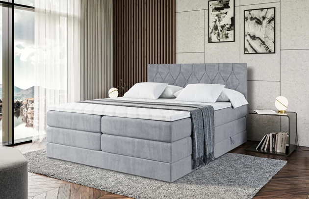 Material: Holz, Höhe des Kopfteils: 110 cm, Stoffbeschreibung: Polsterstoff Casablanca: „Pet-friendly“, leicht zu reinigen (CleanBOO+), wasserabweisend mit Lotuseffekt, scheuerfest (45.000 Martindale- Zyklen), Gewicht 310g/m2 ±5 %, Bezug: Samt, Farbe: Grau - Casablanca 2314, Zimmer: Schlafzimmer, Länge: 212 cm, Breite: 120 cm, Höhe: 110 cm, Größe: 120x200 cm, Länge der Schlaffläche: 200 cm, Breite der Schlaffläche: 120 cm, Liegehöhe: 55 cm, Härtegrad der Matratze: H4, Höhe der Matratze: 38 cm, Matratze: Multipocketfederung und Bonellfederung, Farbe des Toppers: Weiß, Höhe des Toppers: 5 cm, Material des Toppers: Schaumstoff, Bettkasten: Ja, Anzahl der Bettkasten: 2, Höhe des Bettkastens: 30 cm, Material der Füße: Plastik, Höhe der Füße: 2 cm, Dicke des Kopfteils: 8 cm, Dicke des Fußteils: 7 cm, Gepolsterte Rückseite: Nein - 1