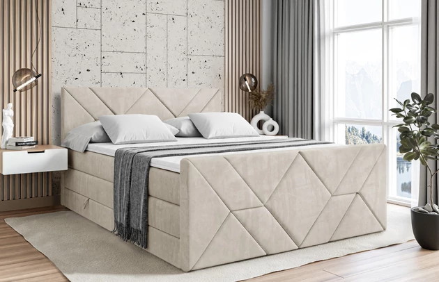 Stoffbeschreibung: Polsterstoff Casablanca: „Pet-friendly“, leicht zu reinigen (CleanBOO+), wasserabweisend mit Lotuseffekt, scheuerfest (45.000 Martindale- Zyklen), Gewicht 310g/m2 ±5 %, Bezug: Samt, Farbe: Beige - Casablanca 2301, Zimmer: Schlafzimmer, Länge: 215 cm, Breite: 120 cm, Höhe: 115 cm, Größe: 120x200 cm, Länge der Schlaffläche: 200 cm, Breite der Schlaffläche: 120-cm, Liegehöhe: 73 cm, Härtegrad der Matratze: H3 und H4, Höhe der Matratze: 38 cm, Matratze: Multipocketfederung und Bonellfederung, Farbe des Toppers: Weiß, Höhe des Toppers: 5 cm, Material des Toppers: Schaumstoff, Bettkasten: Ja, Anzahl der Bettkasten: 2, Höhe des Bettkastens: 30 cm, Höhe des Kopfteils: 115 cm, Material der Füße: Plastik, Höhe der Füße: 2 cm, Dicke des Kopfteils: 8 cm, Dicke des Fußteils: 7 cm, Gepolsterte Rückseite: Nein - 1