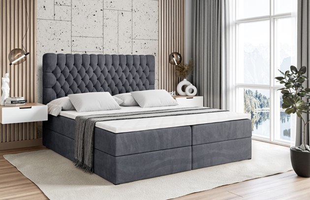 Stoffbeschreibung: Polsterstoff Casablanca: „Pet-friendly“, leicht zu reinigen (CleanBOO+), wasserabweisend mit Lotuseffekt, scheuerfest (45.000 Martindale- Zyklen), Gewicht 310g/m2 ±5 %, Bezug: Samt, Farbe: Dunkelgrau - Casablanca 2315, Zimmer: Schlafzimmer, Länge: 208 cm, Breite: 120 cm, Höhe: 110 cm, Größe: 120x200 cm, Länge der Schlaffläche: 200 cm, Breite der Schlaffläche: 120 cm, Liegehöhe: 57 cm, Höhe der Matratze: 20 cm, Matratze: Bonellfederung, Farbe des Toppers: Weiß, Höhe des Toppers: 5 cm, Material des Toppers: Schaumstoff, Bettkasten: Ja, Anzahl der Bettkasten: 2, Höhe des Bettkastens: 30 cm, Höhe des Kopfteils: 110 cm, Material der Füße: Plastik, Höhe der Füße: 2 cm, Dicke des Kopfteils: 8 cm, Dicke des Fußteils: 7 cm, Gepolsterte Rückseite: Nein, Härtegrad der Matratze: H3 - 1