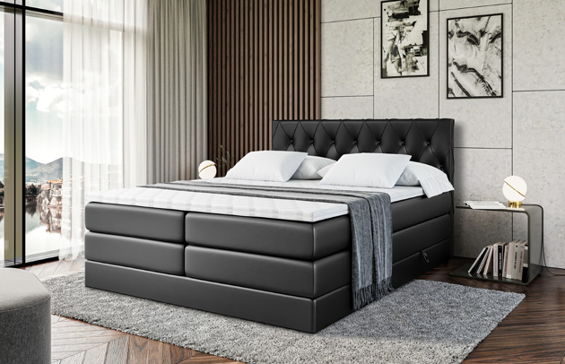 Höhe: 110 cm, Stoffbeschreibung: Polsterstoff SOFT:Leicht zu reinigendes Lederimitat. scheuerfest (100.000 Martindale-Zyklen). lichtecht (6). reibecht (4-5). 100%PU (Oberseite) + 75%PES mit 25%CO (Unterseite), Höhe des Kopfteils: 110 cm, Bezug: Kunstleder, Farbe: Schwarz - Soft 11, Zimmer: Schlafzimmer, Länge: 207 cm, Breite: 120 cm, Größe: 120x200 cm, Länge der Schlaffläche: 200 cm, Breite der Schlaffläche: 120 cm, Liegehöhe: 73 cm, Härtegrad der Matratze: H3 und H4, Höhe der Matratze: 38 cm, Matratze: Multipocketfederung und Bonellfederung, Farbe des Toppers: Weiß, Höhe des Toppers: 5 cm, Material des Toppers: Schaumstoff, Bettkasten: Ja, Anzahl der Bettkasten: 2, Höhe des Bettkastens: 30 cm, Material der Füße: Plastik, Höhe der Füße: 2 cm, Dicke des Kopfteils: 8 cm, Dicke des Fußteils: 7 cm, Gepolsterte Rückseite: Nein, Material: Holz, Höhe der Bettkasten: 30 cm - 1