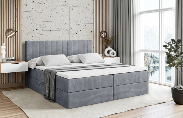 Stoffbeschreibung: Polsterstoff Casablanca: „Pet-friendly“, leicht zu reinigen (CleanBOO+), wasserabweisend mit Lotuseffekt, scheuerfest (45.000 Martindale- Zyklen), Gewicht 310g/m2 ±5 %, Bezug: Samt, Farbe: Grau - Casablanca 2314, Zimmer: Schlafzimmer, Länge: 207 cm, Breite: 120 cm, Höhe: 105 cm, Größe: 120x200 cm, Länge der Schlaffläche: 200 cm, Breite der Schlaffläche: 120 cm, Liegehöhe: 55 cm, Höhe der Matratze: 20 cm, Matratze: Bonellfederung, Farbe des Toppers: Weiß, Höhe des Toppers: 5 cm, Material des Toppers: Schaumstoff, Bettkasten: Ja, Anzahl der Bettkasten: 2, Höhe des Bettkastens: 30 cm, Höhe des Kopfteils: 105 cm, Material der Füße: Plastik, Höhe der Füße: 2 cm, Dicke des Kopfteils: 8 cm, Dicke des Fußteils: 7 cm, Gepolsterte Rückseite: Nein, Härtegrad der Matratze: H3 - 1