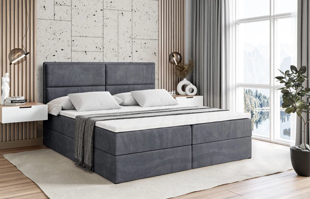 Stoffbeschreibung: Polsterstoff Casablanca: „Pet-friendly“, leicht zu reinigen (CleanBOO+), wasserabweisend mit Lotuseffekt, scheuerfest (45.000 Martindale- Zyklen), Gewicht 310g/m2 ±5 %, Bezug: Samt, Farbe: Dunkelgrau - Casablanca 2315, Zimmer: Schlafzimmer, Länge: 208 cm, Breite: 120 cm, Höhe: 120 cm, Größe: 120x200 cm, Länge der Schlaffläche: 200 cm, Breite der Schlaffläche: 120 cm, Liegehöhe: 57 cm, Höhe der Matratze: 20 cm, Matratze: Bonellfederung, Farbe des Toppers: Weiß, Höhe des Toppers: 5 cm, Material des Toppers: Schaumstoff, Bettkasten: Ja, Anzahl der Bettkasten: 2, Höhe des Bettkastens: 30 cm, Höhe des Kopfteils: 120 cm, Material der Füße: Plastik, Höhe der Füße: 2 cm, Dicke des Kopfteils: 8 cm, Dicke des Fußteils: 7 cm, Gepolsterte Rückseite: Nein, Härtegrad der Matratze: H3 - 1