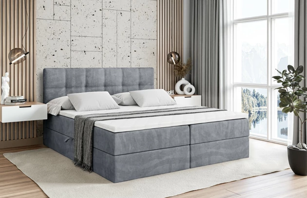 Stoffbeschreibung: Polsterstoff Casablanca: „Pet-friendly“, leicht zu reinigen (CleanBOO+), wasserabweisend mit Lotuseffekt, scheuerfest (45.000 Martindale- Zyklen), Gewicht 310g/m2 ±5 %, Zimmer: Schlafzimmer, Länge: 207 cm, Breite: 120 cm, Höhe: 105 cm, Länge der Schlaffläche: 200 cm, Breite der Schlaffläche: 120 cm, Liegehöhe: 55 cm, Höhe der Matratze: 20 cm, Matratze: Bonellfederung, Farbe des Toppers: Weiß, Höhe des Toppers: 5 cm, Material des Toppers: Schaumstoff, Bettkasten: Ja, Anzahl der Bettkasten: 2, Höhe des Bettkastens: 30 cm, Höhe des Kopfteils: 105 cm, Material der Füße: Plastik, Höhe der Füße: 2 cm, Dicke des Kopfteils: 8 cm, Dicke des Fußteils: 7 cm, Gepolsterte Rückseite: Nein, Größe: 120x200 cm, Farbe: Grau - Casablanca 2314, Bezug: Samt, Härtegrad der Matratze: H3 - 1