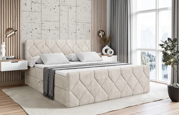 Stoffbeschreibung: Polsterstoff Casablanca: „Pet-friendly“, leicht zu reinigen (CleanBOO+), wasserabweisend mit Lotuseffekt, scheuerfest (45.000 Martindale- Zyklen), Gewicht 310g/m2 ±5 %, Bezug: Samt, Farbe: Beige - Casablanca 2301, Zimmer: Schlafzimmer, Länge: 212 cm, Breite: 120 cm, Höhe: 105 cm, Größe: 120x200 cm, Länge der Schlaffläche: 200 cm, Breite der Schlaffläche: 120 cm, Liegehöhe: 55 cm, Höhe der Matratze: 20 cm, Matratze: Bonellfederung, Farbe des Toppers: Weiß, Höhe des Toppers: 5 cm, Material des Toppers: Schaumstoff, Bettkasten: Ja, Anzahl der Bettkasten: 2, Höhe des Bettkastens: 30 cm, Höhe des Kopfteils: 105 cm, Material der Füße: Plastik, Höhe der Füße: 2 cm, Dicke des Kopfteils: 8 cm, Dicke des Fußteils: 7 cm, Gepolsterte Rückseite: Nein, Härtegrad der Matratze: H3 - 1