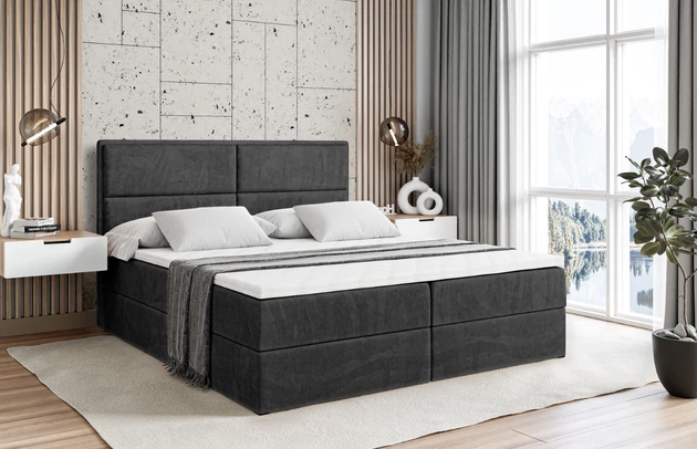 Stoffbeschreibung: Polsterstoff Casablanca: „Pet-friendly“, leicht zu reinigen (CleanBOO+), wasserabweisend mit Lotuseffekt, scheuerfest (45.000 Martindale- Zyklen), Gewicht 310g/m2 ±5 %, Bezug: Samt, Farbe: Schwarz - Casablanca 2316, Zimmer: Schlafzimmer, Länge: 208 cm, Breite: 120 cm, Höhe: 120 cm, Größe: 120x200 cm, Länge der Schlaffläche: 200 cm, Breite der Schlaffläche: 120 cm, Liegehöhe: 57 cm, Höhe der Matratze: 20 cm, Matratze: Bonellfederung, Farbe des Toppers: Weiß, Höhe des Toppers: 5 cm, Material des Toppers: Schaumstoff, Bettkasten: Ja, Anzahl der Bettkasten: 2, Höhe des Bettkastens: 30 cm, Höhe des Kopfteils: 120 cm, Material der Füße: Plastik, Höhe der Füße: 2 cm, Dicke des Kopfteils: 8 cm, Dicke des Fußteils: 7 cm, Gepolsterte Rückseite: Nein, Härtegrad der Matratze: H3 - 1