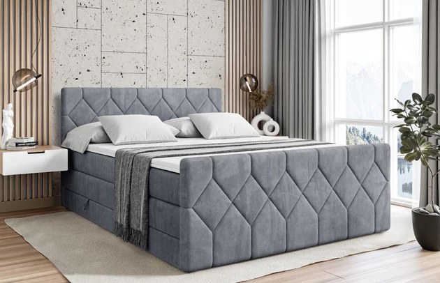 Stoffbeschreibung: Polsterstoff Casablanca: „Pet-friendly“, leicht zu reinigen (CleanBOO+), wasserabweisend mit Lotuseffekt, scheuerfest (45.000 Martindale- Zyklen), Gewicht 310g/m2 ±5 %, Bezug: Samt, Farbe: Grau - Casablanca 2314, Zimmer: Schlafzimmer, Länge: 215 cm, Breite: 120 cm, Höhe: 115 cm, Größe: 120x200 cm, Länge der Schlaffläche: 200 cm, Breite der Schlaffläche: 120 cm, Liegehöhe: 73 cm, Härtegrad der Matratze: h3-h4, Höhe der Matratze: 38 cm, Matratze: Multipocketfederung und Bonellfederung, Farbe des Toppers: Weiß, Höhe des Toppers: 5 cm, Material des Toppers: Schaumstoff, Bettkasten: Ja, Anzahl der Bettkasten: 2, Höhe des Bettkastens: 30 cm, Höhe des Kopfteils: 115 cm, Material der Füße: Plastik, Höhe der Füße: 2 cm, Dicke des Kopfteils: 8 cm, Dicke des Fußteils: 7 cm, Gepolsterte Rückseite: Nein - 1