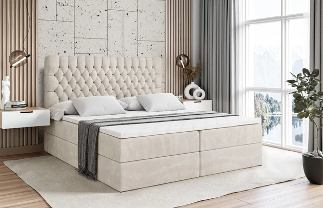 Stoffbeschreibung: Polsterstoff Casablanca: „Pet-friendly“, leicht zu reinigen (CleanBOO+), wasserabweisend mit Lotuseffekt, scheuerfest (45.000 Martindale- Zyklen), Gewicht 310g/m2 ±5 %, Bezug: Samt, Farbe: Beige - Casablanca 2301, Zimmer: Schlafzimmer, Länge: 208 cm, Breite: 120 cm, Höhe: 110 cm, Größe: 120x200 cm, Länge der Schlaffläche: 200 cm, Breite der Schlaffläche: 120-cm, Liegehöhe: 57 cm, Höhe der Matratze: 20 cm, Matratze: Bonellfederung, Farbe des Toppers: Weiß, Höhe des Toppers: 5 cm, Material des Toppers: Schaumstoff, Bettkasten: Ja, Anzahl der Bettkasten: 2, Höhe des Bettkastens: 30 cm, Höhe des Kopfteils: 110 cm, Material der Füße: Plastik, Höhe der Füße: 2 cm, Dicke des Kopfteils: 8 cm, Dicke des Fußteils: 7 cm, Gepolsterte Rückseite: Nein, Härtegrad der Matratze: H3 - 1