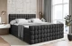 Material: Holz, Höhe: 110 cm, Stoffbeschreibung: Polsterstoff Casablanca: „Pet-friendly“, leicht zu reinigen (CleanBOO+), wasserabweisend mit Lotuseffekt, scheuerfest (45.000 Martindale- Zyklen), Gewicht 310g/m2 ±5 %, Höhe des Kopfteils: 110 cm, Bezug: Samt, Farbe: Schwarz - Casablanca 2316, Zimmer: Schlafzimmer, Länge: 215 cm, Breite: 140 cm, Größe: 140x200 cm, Länge der Schlaffläche: 200 cm, Breite der Schlaffläche: 140 cm, Liegehöhe: 73 cm, Härtegrad der Matratze: H3 und H4, Höhe der Matratze: 38 cm, Matratze: Multipocketfederung und Bonellfederung, Farbe des Toppers: Weiß, Höhe des Toppers: 5 cm, Material des Toppers: Schaumstoff, Bettkasten: Ja, Anzahl der Bettkasten: 2, Höhe des Bettkastens: 30 cm, Material der Füße: Plastik, Höhe der Füße: 2 cm, Dicke des Kopfteils: 8 cm, Dicke des Fußteils: 7 cm, Gepolsterte Rückseite: Nein - 1