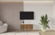 Material: Holzwerkstoff, Material der Rückwand: MDF, Ausführung: Hängend, Größe: 100 cm, Farbe: Weiß und Katania, Zimmer: Wohnzimmer, Anzahl der Türen: 2, Front-Typ: Gefräste, Art der Griffe: Griffleiste, Art der Türen: Klapptür, Breite: 100 cm, Tiefe: 40 cm, Höhe: 40 cm, Geschlossene Fächer: 4, Anzahl der Teile: 1 - 1