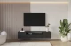 Material: Holzwerkstoff, Material der Rückwand: MDF, Ausführung: Hängend, Größe: 200 cm, Farbe: Schwarz, Zimmer: Wohnzimmer, Anzahl der Türen: 3, Front-Typ: Gefräste, Art der Griffe: Griffleiste, Art der Türen: Klapptür, Breite: 200 cm, Tiefe: 41 cm, Höhe: 40 cm, Geschlossene Fächer: 3, Offene Fächer: 1, Höhe der Füße: Nicht zutreffend, Anzahl der Teile: 1 - 1