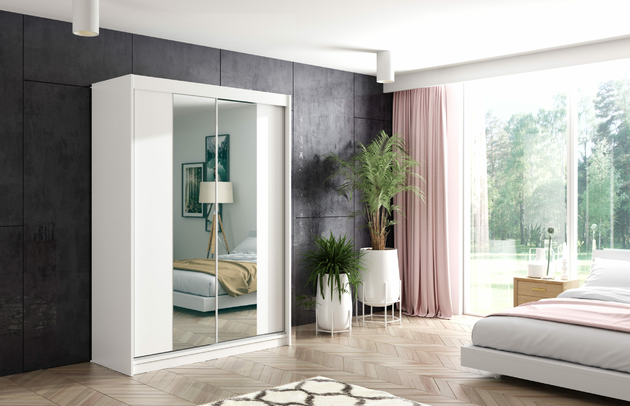 Art der Griffe: Griffleiste, Front-Typ: Glatt, Abmeßung: 120 cm x 61 cm x 216 cm, Anzahl der Kleiderstangen: 1, Anzahl der Spiegel: 2, Anzahl der Türen: 2, Fachinnenmaß - Tiefe: 47 cm, Zimmer: Schlafzimmer, Art des Leuchtmittels: Mit LED, Farbe: Weiß, Breite: 120 cm, Tiefe: 61 cm, Anzahl der Fächer: 7, Art der Türen: Schwebetüren, Fachinnenmaß 2 - Breite: 58 cm, Material der Rückwand: MDF, Höhe: 216 cm, Länge der Kleiderstange 1: 58 cm, Fachinnenmaß - Höhe: 34 cm, Fachinnenmaß 2 - Höhe: 41 cm, Fachinnenmaß - Breite: 63 cm, Länge der Kleiderstangen: 58 cm, Breite des Fachinnenmaßes: 41 cm, Breite des Fachinnenmaßes 2: 58 cm, Größe: 120 cm x 61 cm x 216 cm - 1