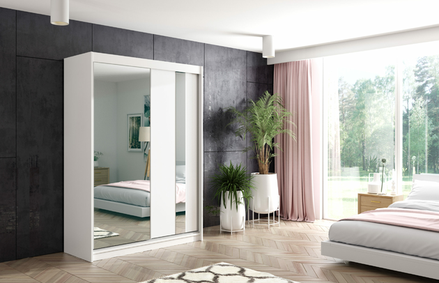 Art der Griffe: Griffleiste, Höhe: 216 cm, Abmeßung: 120 cm x 61 cm x 216 cm, Anzahl der Fächer: 7, Anzahl der Kleiderstangen: 1, Anzahl der Spiegel: 2, Anzahl der Türen: 2, Zimmer: Schlafzimmer, Art des Leuchtmittels: Mit LED, Farbe: Weiß, Art der Türen: Schwebetüren, Front-Typ: Glatt, Breite: 120 cm, Tiefe: 61 cm, Material der Rückwand: MDF, Länge der Kleiderstange 1: 58 cm, Fachinnenmaß - Höhe: 34 cm, Fachinnenmaß 2 - Höhe: 41 cm, Fachinnenmaß - Breite: 63 cm, Fachinnenmaß 2 - Breite: 58 cm, Fachinnenmaß - Tiefe: 47 cm, Länge der Kleiderstangen: 58 cm, Breite des Fachinnenmaßes: 41 cm, Breite des Fachinnenmaßes 2: 58 cm, Größe: 120 cm x 61 cm x 216 cm - 1