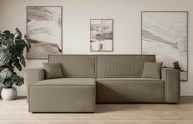 Bezug: Samt, Farbe: Braun - Paros 03, Stellvariante: Universall - Links/Rechts angeordnet, Stoffbeschreibung: paros-ist-ein-sehr-weicher-mobelstoff-mit-einer-angenehmen-haptik-50-000-martindale-zyklen-100-pes-pillingarm4-5-reibecht4-5-lichtecht67-gewicht-260-g-m2-±5, Materialzusammensetzung: 100% Polyester, Pilling Resistenz: 5, Abriebfestigkeit: 5, Scheuerbeständigkeit: 50000 Martindale-Zyklen, Zimmer: Wohnzimmer, Tiefe: 143 cm, Breite: 277 cm, Höhe: 83 cm, Schlaffunktion: Mit Schlaffunktion, Länge der Schlaffläche: 230 cm, Breite der Schlaffläche: 130-cm, Liegehöhe: 40 cm, Anzahl der Sitzflächen: 3, Sitzfüllung: Wellenfeder + T30-Schaumstoff, Anzahl der Rückenkissen: 2, Art der Rückenkissen: Abnehmabr, Annzahl der Sitzkissen: 2, Anzahl der Zierkissen: 2, Material der Füße: Kunststoff, Höhe der Füße: 3,5 cm, Farbe der Füße: Schwarz, Tiefe der Armlehnen: 88 cm, Breite der Armlehnen: 23 cm, Breite der Ottomane: 100 cm, Tiefe der Ottomane: 107 cm, Tiefe der Sitzfläche: 52 cm, Sitzhöhe: 40 cm, Art des Stauraumes: Innenfach geschlossen - 1