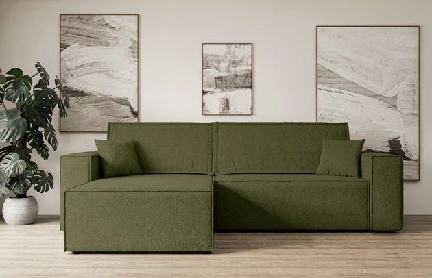 Bezug: Bouclé, Farbe: Grün - Quelle 38, Stellvariante: Universall - Links/Rechts angeordnet, Stoffbeschreibung: polsterstoff-quelle-hochwertiger-boucle-stoff-strapazierfahig-atmungsaktiv-und-pflegeleicht-80-000-martindale-zyklen-100-pes-pillingarm4-5-gewicht-315-g-m2-±5, Materialzusammensetzung: 100% Polyester, Pilling Resistenz: 5, Abriebfestigkeit: 5, Scheuerbeständigkeit: 80000 Martindale-Zyklen, Zimmer: Wohnzimmer, Tiefe: 143 cm, Breite: 277 cm, Höhe: 83 cm, Schlaffunktion: Mit Schlaffunktion, Länge der Schlaffläche: 230 cm, Breite der Schlaffläche: 130-cm, Liegehöhe: 40 cm, Anzahl der Sitzflächen: 3, Sitzfüllung: Wellenfeder + T30-Schaumstoff, Anzahl der Rückenkissen: 2, Art der Rückenkissen: Abnehmabr, Annzahl der Sitzkissen: 2, Anzahl der Zierkissen: 2, Material der Füße: Kunststoff, Höhe der Füße: 3,5 cm, Farbe der Füße: Schwarz, Tiefe der Armlehnen: 88 cm, Breite der Armlehnen: 23 cm, Breite der Ottomane: 100 cm, Tiefe der Ottomane: 107 cm, Tiefe der Sitzfläche: 52 cm, Sitzhöhe: 40 cm, Art des Stauraumes: Innenfach geschlossen - 1