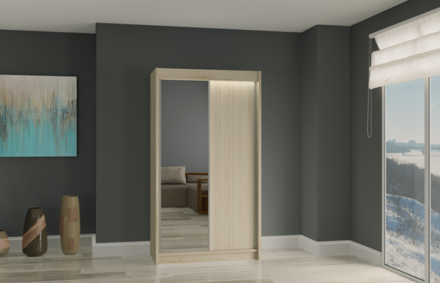 Art der Griffe: Griffleiste, Front-Typ: Glatt, Abmeßung: 120 cm x 61 cm x 216 cm, Anzahl der Kleiderstangen: 1, Anzahl der Spiegel: 1, Anzahl der Türen: 2, Fachinnenmaß - Tiefe: 47 cm, Zimmer: Schlafzimmer, Art des Leuchtmittels: Mit LED, Farbe: Braun, Breite: 120 cm, Tiefe: 61 cm, Anzahl der Fächer: 7, Art der Türen: Schwebetüren, Fachinnenmaß 2 - Breite: 58 cm, Material der Rückwand: MDF, Höhe: 216 cm, Länge der Kleiderstange 1: 58 cm, Fachinnenmaß - Höhe: 34 cm, Fachinnenmaß 2 - Höhe: 41 cm, Fachinnenmaß - Breite: 63 cm, Länge der Kleiderstangen: 58 cm, Breite des Fachinnenmaßes: 41 cm, Breite des Fachinnenmaßes 2: 58 cm, Größe: 120 cm x 61 cm x 216 cm - 1