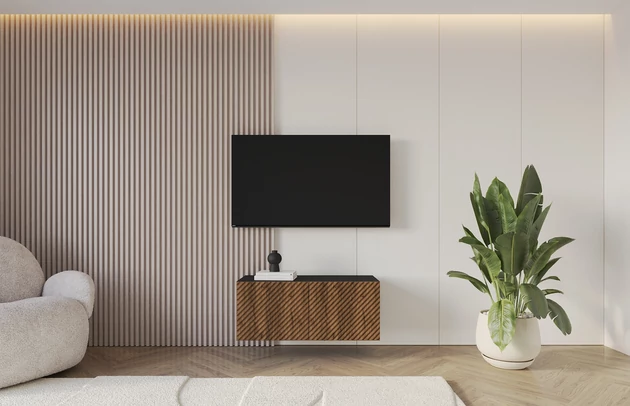 Material: Holzwerkstoff, Material der Rückwand: MDF, Ausführung: Hängend, Größe: 100 cm, Farbe: Schwarz und Katania, Zimmer: Wohnzimmer, Anzahl der Türen: 2, Front-Typ: Gefräste, Art der Griffe: Griffleiste, Art der Türen: Klapptür, Breite: 100 cm, Tiefe: 40 cm, Höhe: 40 cm, Geschlossene Fächer: 4, Anzahl der Teile: 1 - 1