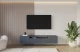 Material: Holzwerkstoff, Material der Rückwand: MDF, Ausführung: Hängend, Größe: 200 cm, Farbe: Graphit, Zimmer: Wohnzimmer, Anzahl der Türen: 3, Front-Typ: Glatt, Art der Griffe: Griffleiste, Art der Türen: Klapptür, Breite: 200 cm, Tiefe: 41 cm, Höhe: 40 cm, Geschlossene Fächer: 3, Offene Fächer: 1, Anzahl der Teile: 1 - 1