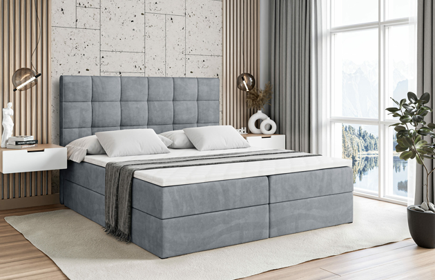 Bezug: Samt, Farbe: Grau - Casablanca 2314, Stoffbeschreibung: Polsterstoff Casablanca: „Pet-friendly“, leicht zu reinigen (CleanBOO+), wasserabweisend mit Lotuseffekt, scheuerfest (45.000 Martindale-Zyklen), Gewicht 310 g/m² ±5 %, Zimmer: Schlafzimmer, Länge: 207 cm, Breite: 120 cm, Höhe: 110 cm, Größe: 120x200 cm, Länge der Schlaffläche: 200 cm, Breite der Schlaffläche: 120 cm, Liegehöhe: 55 cm, Härtegrad der Matratze: H3, Höhe der Matratze: 20 cm, Matratze: Bonellfederung, Farbe des Toppers: Weiß, Höhe des Toppers: 5 cm, Material des Toppers: Schaumstoff, Bettkasten: Ja, Anzahl der Bettkasten: 2, Höhe der Bettkasten: 30 cm, Höhe des Kopfteils: 110 cm, Material der Füße: Kunststoff, Höhe der Füße: 2 cm, Dicke des Kopfteils: 8 cm, Gepolsterte Rückseite: Nein - 1