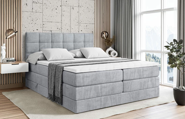 Material: Holz, Höhe: 110 cm, Stoffbeschreibung: Polsterstoff Casablanca: „Pet-friendly“, leicht zu reinigen (CleanBOO+), wasserabweisend mit Lotuseffekt, scheuerfest (45.000 Martindale- Zyklen), Gewicht 310g/m2 ±5 %, Höhe des Kopfteils: 110 cm, Bezug: Samt, Farbe: Grau - Casablanca 2314, Zimmer: Schlafzimmer, Länge: 207 cm, Breite: 180 cm, Größe: 180x200 cm, Länge der Schlaffläche: 200 cm, Breite der Schlaffläche: 180 cm, Liegehöhe: 55 cm, Härtegrad der Matratze: H3, Höhe der Matratze: 38 cm, Matratze: Multipocketfederung und Bonellfederung, Farbe des Toppers: Weiß, Höhe des Toppers: 5 cm, Material des Toppers: Schaumstoff, Bettkasten: Ja, Anzahl der Bettkasten: 2, Höhe des Bettkastens: 30 cm, Material der Füße: Plastik, Höhe der Füße: 2 cm, Dicke des Kopfteils: 8 cm, Dicke des Fußteils: 7 cm, Gepolsterte Rückseite: Nein - 1