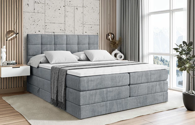 Material: Holz, Höhe: 110 cm, Höhe des Kopfteils: 110 cm, Bezug: Samt, Farbe: Grau - Casablanca 2314, Zimmer: Schlafzimmer, Länge: 207 cm, Breite: 120 cm, Größe: 120x200 cm, Länge der Schlaffläche: 200 cm, Liegehöhe: 55 cm, Härtegrad der Matratze: H3, Höhe der Matratze: 38 cm, Matratze: Multipocketfederung und Bonellfederung, Farbe des Toppers: Weiß, Höhe des Toppers: 5 cm, Material des Toppers: Schaumstoff, Bettkasten: Ja, Anzahl der Bettkasten: 2, Höhe des Bettkastens: 30 cm, Material der Füße: Plastik, Höhe der Füße: 2 cm, Dicke des Kopfteils: 8 cm, Dicke des Fußteils: 7 cm, Gepolsterte Rückseite: Nein - 1
