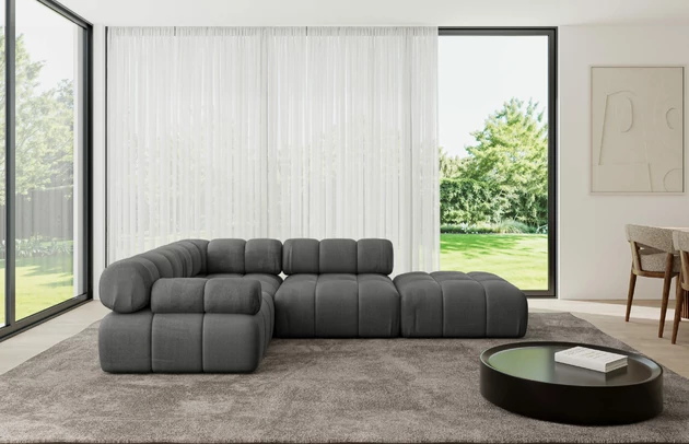 Bezug: Samt, Farbe: Dunkelgrau - Monolith 92, Stellvariante: Ottomane Links, Stoffbeschreibung: MONOLITH: Wasserabweisender und leicht zu reinigender Möbelstoff, scheuerfest (100.000 Martindale-Zyklen) lichtecht (5) und pillingarm (4-5), aus 100 % PES, Gewicht 330 g/m2 ±5 %, Materialzusammensetzung: 100% Polyseter, Pilling Resistenz: 4, Abriebfestigkeit: 5, Scheuerbeständigkeit: 100000 Martindale-Zyklen, Zimmer: Wohnzimmer, Tiefe: 190 cm, Breite: 285 cm, Höhe: 70 cm, Anzahl der Sitzflächen: 5, Sitzfüllung: Wellenfeder, Art der Rückenkissen: Rückenlehne - feste, Annzahl der Sitzkissen: 3, Breite der Ottomane: 95 cm, Tiefe der Ottomane: 190 cm, Tiefe der Sitzfläche: 65 cm, Sitzhöhe: 40 cm, Schlaffunktion: Ohne Schlaffunktion - 1