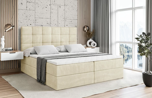 Bezug: Samt, Farbe: Beige - Casablanca 2301, Zimmer: Schlafzimmer, Länge: 207 cm, Breite: 120 cm, Höhe: 110 cm, Größe: 120x200 cm, Liegehöhe: 73 cm, Matratze: Bonellfederung, Bettkasten: Ja, Gepolsterte Rückseite: Nein, Härtegrad der Matratze: H3 und H4, Stoffbeschreibung: Polsterstoff Casablanca: „Pet-friendly“, leicht zu reinigen (CleanBOO+), wasserabweisend mit Lotuseffekt, scheuerfest (45.000 Martindale- Zyklen), Gewicht 310g/m2 ±5 %, Stil: Modern, Länge der Schlaffläche: 200 cm, Breite der Schlaffläche: 120 cm, Höhe der Matratze: 20 cm, Farbe des Toppers: Weiß, Höhe des Toppers: 5 cm, Material des Toppers: Schaumstoff, Anzahl der Bettkasten: 2, Höhe der Bettkasten: 30 cm, Höhe des Kopfteils: 110 cm, Material der Füße: Plastik, Höhe der Füße: 2 cm, Dicke des Kopfteils: 8 cm, Dicke des Fußteils: 7 cm, Material: Holz - 1