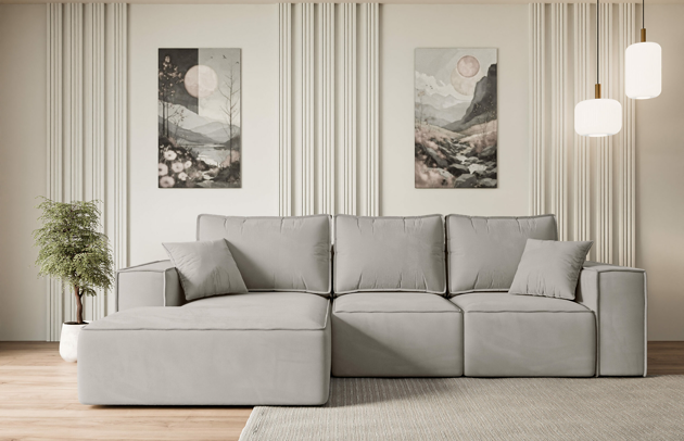 Bezug: Samt, Farbe: Hellbraun - Paros 02, Stellvariante: Ottomane Links, Stoffbeschreibung: paros-ist-ein-sehr-weicher-mobelstoff-mit-einer-angenehmen-haptik-50-000-martindale-zyklen-100-pes-pillingarm4-5-reibecht4-5-lichtecht67-gewicht-260-g-m2-±5, Materialzusammensetzung: 100% Polyseter, Pilling Resistenz: 5, Abriebfestigkeit: 5, Scheuerbeständigkeit: 50000 Martindale-Zyklen, Ausstattung: Kissen, Zimmer: Wohnzimmer, Tiefe: 161 cm, Breite: 266 cm, Höhe: 87 cm, Schlaffunktion: Mit Schlaffunktion, Länge der Schlaffläche: 215 cm, Breite der Schlaffläche: 120 cm, Liegehöhe: 41 cm, Anzahl der Sitzflächen: 3, Sitzfüllung: Wellenfeder + HR35 und T30-Schaum, Anzahl der Rückenkissen: 3, Art der Rückenkissen: Rückenkissen, Annzahl der Sitzkissen: 3, Anzahl der Zierkissen: 2, Tiefe der Armlehnen: 85 cm, Breite der Armlehnen: 25 cm, Höhe der Armlehnen: 57 cm, Breite der Ottomane: 109 cm, Tiefe der Ottomane: 144 cm, Tiefe der Sitzfläche: 46 cm, Sitzhöhe: 41 cm, Art des Stauraumes: Innenfach geschlossen - 1