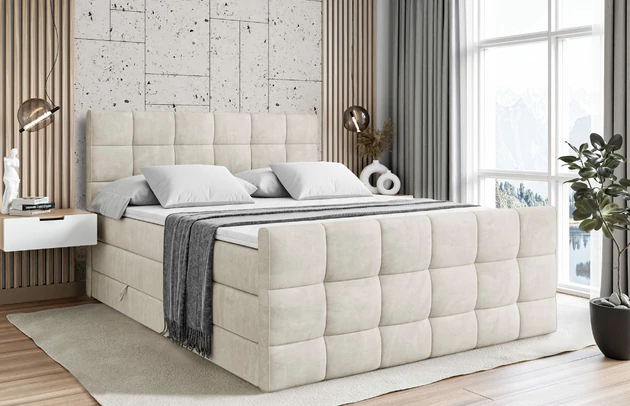 Material: Holz, Höhe: 110 cm, Stoffbeschreibung: Polsterstoff Casablanca: „Pet-friendly“, leicht zu reinigen (CleanBOO+), wasserabweisend mit Lotuseffekt, scheuerfest (45.000 Martindale- Zyklen), Gewicht 310g/m2 ±5 %, Höhe des Kopfteils: 110 cm, Bezug: Samt, Farbe: Beige - Casablanca 2301, Zimmer: Schlafzimmer, Länge: 212 cm, Breite: 120 cm, Größe: 120x200 cm, Länge der Schlaffläche: 200 cm, Breite der Schlaffläche: 120 cm, Liegehöhe: 55 cm, Härtegrad der Matratze: H3, Höhe der Matratze: 38 cm, Matratze: Multipocketfederung und Bonellfederung, Farbe des Toppers: Weiß, Höhe des Toppers: 5 cm, Material des Toppers: Schaumstoff, Bettkasten: Ja, Anzahl der Bettkasten: 2, Höhe des Bettkastens: 30 cm, Material der Füße: Plastik, Höhe der Füße: 2 cm, Dicke des Kopfteils: 8 cm, Dicke des Fußteils: 7 cm, Gepolsterte Rückseite: Nein - 1