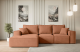 Bezug: Samt, Farbe: Apricot - Kronos 41, Stellvariante: Ottomane Links, Stoffbeschreibung: KRONOS: Scheuerfester (50.000 Martindale-Zyklen), flauschiger Möbelstoff mit weicher Plüschoberfläche, lichtecht (5), reibecht (4-5), pillingarm (4). Gewicht 275 g/m2 ±5%., Materialzusammensetzung: 100% Polyseter, Pilling Resistenz: 5, Abriebfestigkeit: 5, Scheuerbeständigkeit: 50000 Martindale-Zyklen, Ausstattung: Kissen, Zimmer: Wohnzimmer, Tiefe: 161 cm, Breite: 266 cm, Höhe: 87 cm, Schlaffunktion: Mit Schlaffunktion, Länge der Schlaffläche: 215 cm, Breite der Schlaffläche: 120 cm, Liegehöhe: 41 cm, Anzahl der Sitzflächen: 3, Sitzfüllung: Wellenfeder + HR35 und T30-Schaum, Anzahl der Rückenkissen: 3, Art der Rückenkissen: Rückenkissen, Annzahl der Sitzkissen: 3, Anzahl der Zierkissen: 2, Tiefe der Armlehnen: 85 cm, Breite der Armlehnen: 25 cm, Höhe der Armlehnen: 57 cm, Breite der Ottomane: 109 cm, Tiefe der Ottomane: 144 cm, Tiefe der Sitzfläche: 46 cm, Sitzhöhe: 41 cm, Art des Stauraumes: Innenfach geschlossen - 1