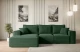 Bezug: Cord, Farbe: Grün - Poso 14, Stellvariante: Ottomane Links, Stoffbeschreibung: POSO ist ein angenehm anzufühlender Velours mit Kordstruktur (35000 MartindaleZyklen) und leicht zu reinigender Möbellstoff, lichtecht (5) und pillingarm (5), Gewicht 380 g/m2 ±5%, Materialzusammensetzung: 90% Polyseter, 10% Nylon, Pilling Resistenz: 5, Abriebfestigkeit: 5, Scheuerbeständigkeit: 30000 Martindale-Zyklen, Ausstattung: Kissen, Zimmer: Wohnzimmer, Tiefe: 161 cm, Breite: 266 cm, Höhe: 87 cm, Schlaffunktion: Mit Schlaffunktion, Länge der Schlaffläche: 215 cm, Breite der Schlaffläche: 120 cm, Liegehöhe: 41 cm, Anzahl der Sitzflächen: 3, Sitzfüllung: Wellenfeder + HR35 und T30-Schaum, Anzahl der Rückenkissen: 3, Art der Rückenkissen: Rückenkissen, Annzahl der Sitzkissen: 3, Anzahl der Zierkissen: 2, Tiefe der Armlehnen: 85 cm, Breite der Armlehnen: 25 cm, Höhe der Armlehnen: 57 cm, Breite der Ottomane: 109 cm, Tiefe der Ottomane: 144 cm, Tiefe der Sitzfläche: 46 cm, Sitzhöhe: 41 cm, Art des Stauraumes: Innenfach geschlossen - 1