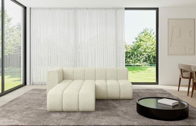 Bezug: Bouclé, Farbe: Beige - Quelle 02, Stellvariante: Ottomane Links, Stoffbeschreibung: Polsterstoff Quelle: hochwertiger Bouclé Stoff, strapazierfähig, atmungsaktiv und pflegeleicht. (80.000 Martindale-Zyklen) 100 % PES, pillingarm(4-5), Gewicht 315 g/m² ±5 %, Materialzusammensetzung: 100% Polyseter, Pilling Resistenz: 5, Abriebfestigkeit: 5, Scheuerbeständigkeit: 80000 Martindale-Zyklen, Zimmer: Wohnzimmer, Tiefe: 177 cm, Breite: 205 cm, Höhe: 70 cm, Anzahl der Sitzflächen: 4, Sitzfüllung: Wellenfeder, Art der Rückenkissen: Rückenlehne - feste, Breite der Ottomane: 87 cm, Tiefe der Ottomane: 90 cm, Tiefe der Sitzfläche: 62 cm, Sitzhöhe: 40 cm, Schlaffunktion: Ohne Schlaffunktion - 1