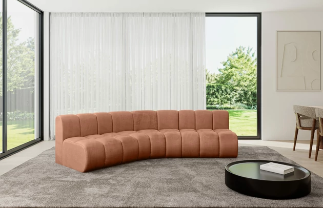 Bezug: Samt, Farbe: Apricot - Monolith 61, Stellvariante: Abgerundete Ecke, Stoffbeschreibung: MONOLITH: Wasserabweisender und leicht zu reinigender Möbelstoff, scheuerfest (100.000 Martindale-Zyklen) lichtecht (5) und pillingarm (4-5), aus 100 % PES, Gewicht 330 g/m2 ±5 %, Materialzusammensetzung: 100% Polyseter, Pilling Resistenz: 4, Abriebfestigkeit: 5, Scheuerbeständigkeit: 100000 Martindale-Zyklen, Zimmer: Wohnzimmer, Tiefe: 174 cm, Breite: 290 cm, Höhe: 70 cm, Anzahl der Sitzflächen: 5, Sitzfüllung: Wellenfeder, Art der Rückenkissen: Rückenlehne - feste, Tiefe der Sitzfläche: 62 cm, Sitzhöhe: 40 cm, Schlaffunktion: Ohne Schlaffunktion - 1