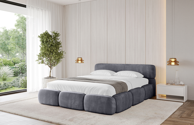 Bezug: Samt, Farbe: Dunkelgrau - Casablanca 2315, Stoffbeschreibung: Polsterstoff Casablanca: „Pet-friendly“, leicht zu reinigen (CleanBOO+), wasserabweisend mit Lotuseffekt, scheuerfest (45.000 Martindale-Zyklen), Gewicht 310 g/m² ±5 %, Zimmer: Schlafzimmer, Länge: 226 cm, Breite: 152 cm, Höhe: 81 cm, Größe: 120x200 cm, Länge der Schlaffläche: 200 cm, Breite der Schlaffläche: 120 cm, Liegehöhe: 48 cm, Matratze: Mit H3 / H4 Taschenfederkern Matratze, Höhe der Matratze: 25 cm, Matratzentyp: Taschenfederkernmatratze, Bettkasten: Ja, Anzahl der Bettkasten: 1, Höhe der Bettkasten: 30 cm, Höhe des Kopfteils: 81 cm, Dicke des Kopfteils: 13 cm, Gepolsterte Rückseite: Nein - 1