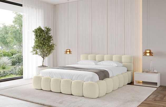 Bezug: Bouclé, Farbe: Beige - Quelle 02, Stoffbeschreibung: Polsterstoff Quelle: hochwertiger Bouclé Stoff, strapazierfähig, atmungsaktiv und pflegeleicht. (85.000 Martindale-Zyklen) 100 % PES, pillingarm (4-5), Gewicht 315 g/m² ±5 %, Zimmer: Schlafzimmer, Länge: 226 cm, Breite: 152 cm, Höhe: 81 cm, Größe: 120x200 cm, Länge der Schlaffläche: 200 cm, Breite der Schlaffläche: 120 cm, Liegehöhe: 48 cm, Matratze: Mit H3 / H4 Taschenfederkern Matratze, Höhe der Matratze: 25 cm, Matratzentyp: Taschenfederkernmatratze, Bettkasten: Ja, Anzahl der Bettkasten: 1, Höhe der Bettkasten: 30 cm, Höhe des Kopfteils: 81 cm, Dicke des Kopfteils: 13 cm, Gepolsterte Rückseite: Nein - 1