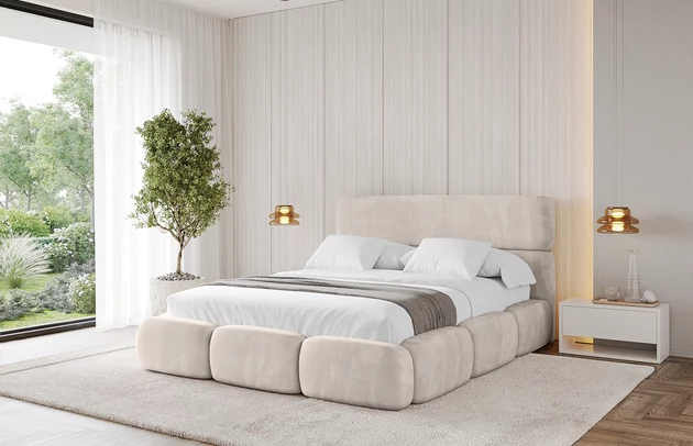 Bezug: Samt, Farbe: Beige - Casablanca 2301, Stoffbeschreibung: Polsterstoff Casablanca: „Pet-friendly“, leicht zu reinigen (CleanBOO+), wasserabweisend mit Lotuseffekt, scheuerfest (45.000 Martindale- Zyklen), Gewicht 310g/m2 ±5 %, Zimmer: Schlafzimmer, Länge: 224 cm, Breite: 148 cm, Höhe: 110 cm, Größe: 120x200 cm, Länge der Schlaffläche: 200 cm, Breite der Schlaffläche: 120 cm, Liegehöhe: 48 cm, Matratze: Mit H3 / H4 Taschenfederkern Matratze, Höhe der Matratze: 25 cm, Matratzentyp: Taschenfederkernmatratze, Bettkasten: Ja, Anzahl der Bettkasten: 1, Höhe der Bettkasten: 33 cm, Höhe des Kopfteils: 110 cm, Dicke des Kopfteils: 12 cm, Gepolsterte Rückseite: Nein - 1