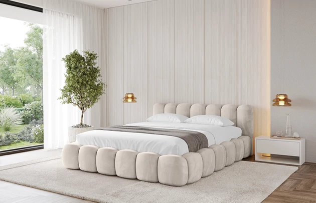 Bezug: Samt, Farbe: Beige - Casablanca 2301, Stoffbeschreibung: Polsterstoff Casablanca: „Pet-friendly“, leicht zu reinigen (CleanBOO+), wasserabweisend mit Lotuseffekt, scheuerfest (45.000 Martindale- Zyklen), Gewicht 310g/m2 ±5 %, Zimmer: Schlafzimmer, Länge: 226 cm, Breite: 152 cm, Höhe: 81 cm, Größe: 120x200 cm, Länge der Schlaffläche: 200 cm, Breite der Schlaffläche: 120 cm, Liegehöhe: 48 cm, Matratze: Mit H3 / H4 Taschenfederkern Matratze, Höhe der Matratze: 25 cm, Matratzentyp: Taschenfederkernmatratze, Bettkasten: Ja, Anzahl der Bettkasten: 1, Höhe der Bettkasten: 30 cm, Höhe des Kopfteils: 81 cm, Dicke des Kopfteils: 8 cm, Gepolsterte Rückseite: Nein - 1