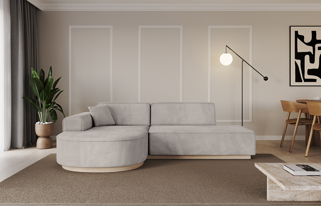 Bezug: Samt, Farbe: Hellbraun - Paros 02, Stellvariante: Ottomane Links, Stoffbeschreibung: PAROS ist ein sehr weicher Möbelstoff mit einer angenehmen Haptik. (50.000 Martindale-Zyklen) 100 % PES, pillingarm(4-5), reibecht(4-5), lichtecht(6|7), Gewicht 260 g/m² ±5 %, Materialzusammensetzung: 100% Polyseter, Pilling Resistenz: 5, Abriebfestigkeit: 5, Scheuerbeständigkeit: 50000 Martindale-Zyklen, Zimmer: Wohnzimmer, Tiefe: 171 cm, Breite: 243 cm, Höhe: 83 cm, Anzahl der Sitzflächen: 4, Sitzfüllung: Wellenfeder + HR35 und T30-Schaum, Art der Rückenkissen: Rückenlehne - feste, Annzahl der Sitzkissen: 2, Anzahl der Zierkissen: 1, Tiefe der Armlehnen: 82 cm, Breite der Armlehnen: 20 cm, Höhe der Armlehnen: 58 cm, Breite der Ottomane: 109 cm, Tiefe der Ottomane: 151 cm, Tiefe der Sitzfläche: 62 cm, Sitzhöhe: 47 cm, Schlaffunktion: Ohne Schlaffunktion - 1