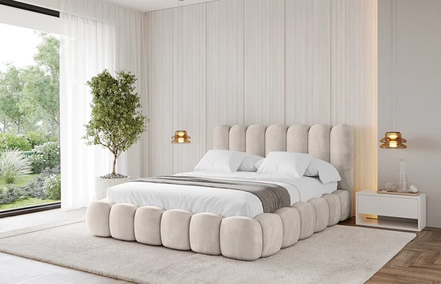 Bezug: Samt, Farbe: Beige - Casablanca 2301, Stoffbeschreibung: Polsterstoff Casablanca: „Pet-friendly“, leicht zu reinigen (CleanBOO+), wasserabweisend mit Lotuseffekt, scheuerfest (45.000 Martindale- Zyklen), Gewicht 310g/m2 ±5 %, Zimmer: Schlafzimmer, Länge: 224 cm, Breite: 148 cm, Höhe: 110 cm, Größe: 120x200 cm, Länge der Schlaffläche: 200 cm, Breite der Schlaffläche: 120 cm, Liegehöhe: 48 cm, Matratze: Mit H3 / H4 Taschenfederkern Matratze, Höhe der Matratze: 25 cm, Matratzentyp: Taschenfederkernmatratze, Bettkasten: Ja, Anzahl der Bettkasten: 1, Höhe der Bettkasten: 33 cm, Höhe des Kopfteils: 110 cm, Dicke des Kopfteils: 12 cm, Dicke des Fußteils: 12 cm, Gepolsterte Rückseite: Nein - 1