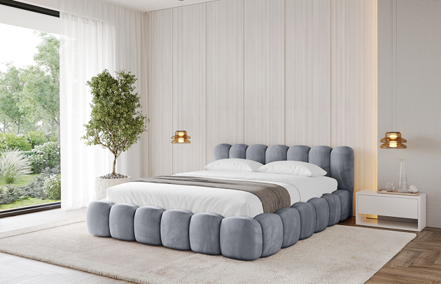 Bezug: Samt, Farbe: Grau - Casablanca 2314, Stoffbeschreibung: Polsterstoff Casablanca: „Pet-friendly“, leicht zu reinigen (CleanBOO+), wasserabweisend mit Lotuseffekt, scheuerfest (45.000 Martindale-Zyklen), Gewicht 310 g/m² ±5 %, Zimmer: Schlafzimmer, Länge: 226 cm, Breite: 152 cm, Höhe: 81 cm, Größe: 120x200 cm, Länge der Schlaffläche: 200 cm, Breite der Schlaffläche: 120 cm, Liegehöhe: 48 cm, Matratze: Mit H3 / H4 Taschenfederkern Matratze, Höhe der Matratze: 25 cm, Matratzentyp: Taschenfederkernmatratze, Bettkasten: Ja, Anzahl der Bettkasten: 1, Höhe der Bettkasten: 30 cm, Höhe des Kopfteils: 81 cm, Dicke des Kopfteils: 13 cm, Gepolsterte Rückseite: Nein - 1