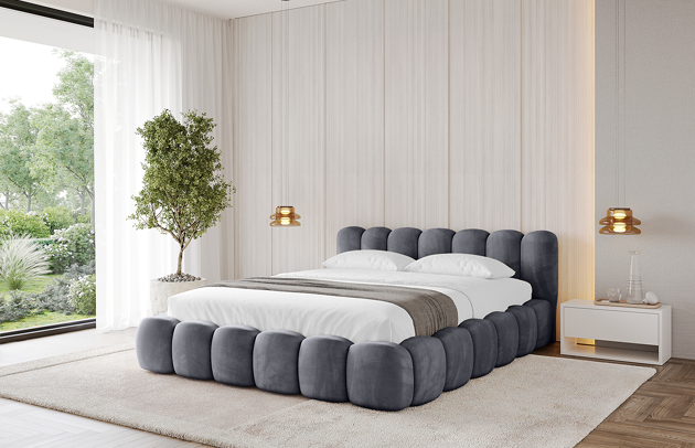 Bezug: Samt, Farbe: Dunkelgrau - Casablanca 2315, Stoffbeschreibung: Polsterstoff Casablanca: „Pet-friendly“, leicht zu reinigen (CleanBOO+), wasserabweisend mit Lotuseffekt, scheuerfest (45.000 Martindale-Zyklen), Gewicht 310 g/m² ±5 %, Zimmer: Schlafzimmer, Länge: 226 cm, Breite: 152 cm, Höhe: 81 cm, Größe: 120x200 cm, Länge der Schlaffläche: 200 cm, Breite der Schlaffläche: 120 cm, Liegehöhe: 48 cm, Matratze: Mit H3 / H4 Taschenfederkern Matratze, Höhe der Matratze: 25 cm, Matratzentyp: Taschenfederkernmatratze, Bettkasten: Ja, Anzahl der Bettkasten: 1, Höhe der Bettkasten: 30 cm, Höhe des Kopfteils: 81 cm, Dicke des Kopfteils: 13 cm, Gepolsterte Rückseite: Nein - 1