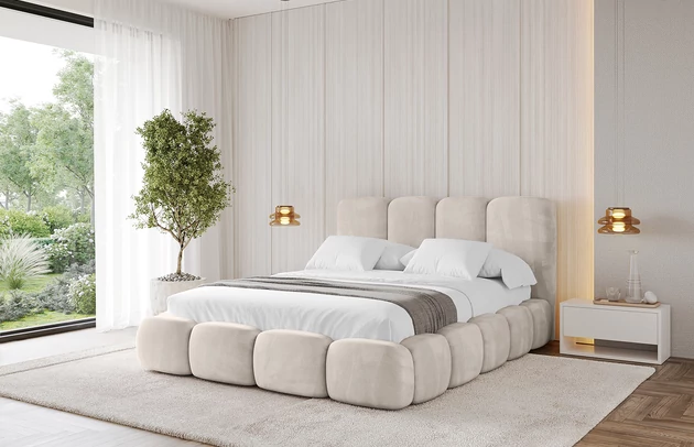 Bezug: Samt, Farbe: Beige - Casablanca 2301, Stoffbeschreibung: Polsterstoff Casablanca: „Pet-friendly“, leicht zu reinigen (CleanBOO+), wasserabweisend mit Lotuseffekt, scheuerfest (45.000 Martindale- Zyklen), Gewicht 310g/m2 ±5 %, Zimmer: Schlafzimmer, Länge: 224 cm, Breite: 148 cm, Höhe: 110 cm, Größe: 120x200 cm, Länge der Schlaffläche: 200 cm, Breite der Schlaffläche: 120 cm, Liegehöhe: 48 cm, Matratze: Mit H3 / H4 Taschenfederkern Matratze, Höhe der Matratze: 25 cm, Matratzentyp: Taschenfederkernmatratze, Bettkasten: Ja, Anzahl der Bettkasten: 1, Höhe der Bettkasten: 33 cm, Höhe des Kopfteils: 110 cm, Dicke des Kopfteils: 12 cm, Dicke des Fußteils: 12 cm, Gepolsterte Rückseite: Nein - 1