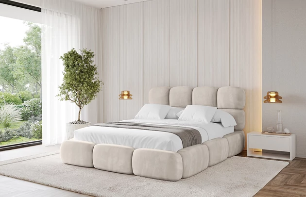 Bezug: Samt, Farbe: Beige - Casablanca 2301, Stoffbeschreibung: Polsterstoff Casablanca: „Pet-friendly“, leicht zu reinigen (CleanBOO+), wasserabweisend mit Lotuseffekt, scheuerfest (45.000 Martindale- Zyklen), Gewicht 310g/m2 ±5 %, Zimmer: Schlafzimmer, Länge: 224 cm, Breite: 148 cm, Höhe: 110 cm, Größe: 120x200 cm, Länge der Schlaffläche: 200 cm, Breite der Schlaffläche: 120 cm, Liegehöhe: 48 cm, Matratze: Mit H3 / H4 Taschenfederkern Matratze, Höhe der Matratze: 25 cm, Matratzentyp: Taschenfederkernmatratze, Bettkasten: Ja, Anzahl der Bettkasten: 1, Höhe der Bettkasten: 33 cm, Höhe des Kopfteils: 110 cm, Dicke des Kopfteils: 12 cm, Gepolsterte Rückseite: Nein - 1