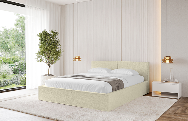 Bezug: Bouclé, Farbe: Beige - Quelle 02, Stoffbeschreibung: Polsterstoff Quelle: hochwertiger Bouclé Stoff, strapazierfähig, atmungsaktiv und pflegeleicht. (85.000 Martindale-Zyklen) 100 % PES, pillingarm (4-5), Gewicht 315 g/m² ±5 %, Zimmer: Schlafzimmer, Länge: 215 cm, Breite: 136 cm, Höhe: 81 cm, Größe: 120x200 cm, Länge der Schlaffläche: 200 cm, Breite der Schlaffläche: 120 cm, Liegehöhe: 48 cm, Matratze: Mit H3 / H4 Taschenfederkern Matratze, Höhe der Matratze: 25 cm, Matratzentyp: Taschenfederkernmatratze, Bettkasten: Ja, Anzahl der Bettkasten: 1, Höhe der Bettkasten: 30 cm, Höhe des Kopfteils: 81 cm, Dicke des Kopfteils: 13 cm, Dicke des Fußteils: 7 cm, Gepolsterte Rückseite: Nein - 1