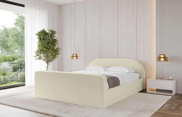 Bezug: Bouclé, Farbe: Beige - Quelle 02, Stoffbeschreibung: Polsterstoff Quelle: hochwertiger Bouclé Stoff, strapazierfähig, atmungsaktiv und pflegeleicht. (85.000 Martindale-Zyklen) 100 % PES, pillingarm (4-5), Gewicht 315 g/m² ±5 %, Zimmer: Schlafzimmer, Länge: 222 cm, Breite: 156 cm, Höhe: 81 cm, Größe: 140x200 cm, Länge der Schlaffläche: 200 cm, Breite der Schlaffläche: 140 cm, Liegehöhe: 48 cm, Matratze: Mit H3 / H4 Taschenfederkern Matratze, Höhe der Matratze: 25 cm, Matratzentyp: Taschenfederkernmatratze, Bettkasten: Ja, Anzahl der Bettkasten: 1, Höhe der Bettkasten: 30 cm, Höhe des Kopfteils: 81 cm, Dicke des Kopfteils: 13 cm, Dicke des Fußteils: 7 cm, Gepolsterte Rückseite: Nein - 1