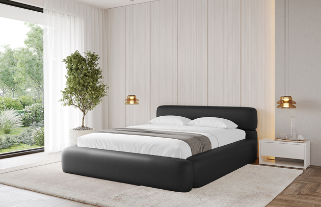 Bezug: Kunstleder, Farbe: Schwarz - Soft 11, Stoffbeschreibung: Polsterstoff Soft: Leicht zu reinigendes Lederimitat, scheuerfest (100.000 Martindale-Zyklen), lichtecht (6), reibecht (4-5), 100 % PU (Oberseite) + 75 % PES mit 25 % CO (Unterseite), Zimmer: Schlafzimmer, Länge: 226 cm, Breite: 172 cm, Höhe: 81 cm, Größe: 140x200 cm, Länge der Schlaffläche: 200 cm, Breite der Schlaffläche: 140 cm, Liegehöhe: 48 cm, Matratze: Mit H3 / H4 Taschenfederkern Matratze, Höhe der Matratze: 25 cm, Matratzentyp: Taschenfederkernmatratze, Bettkasten: Ja, Anzahl der Bettkasten: 1, Höhe der Bettkasten: 30 cm, Höhe des Kopfteils: 81 cm, Dicke des Kopfteils: 13 cm, Gepolsterte Rückseite: Nein - 1