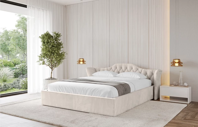 Bezug: Samt, Farbe: Beige - Casablanca 2301, Stoffbeschreibung: Polsterstoff Casablanca: „Pet-friendly“, leicht zu reinigen (CleanBOO+), wasserabweisend mit Lotuseffekt, scheuerfest (45.000 Martindale- Zyklen), Gewicht 310g/m2 ±5 %, Zimmer: Schlafzimmer, Länge: 215 cm, Breite: 136 cm, Höhe: 81 cm, Größe: 120x200 cm, Länge der Schlaffläche: 200 cm, Breite der Schlaffläche: 120 cm, Liegehöhe: 48 cm, Matratze: Mit H3 / H4 Taschenfederkern Matratze, Höhe der Matratze: 25 cm, Matratzentyp: Taschenfederkernmatratze, Bettkasten: Ja, Anzahl der Bettkasten: 1, Höhe der Bettkasten: 30 cm, Höhe des Kopfteils: 81 cm, Dicke des Kopfteils: 8 cm, Gepolsterte Rückseite: Nein - 1