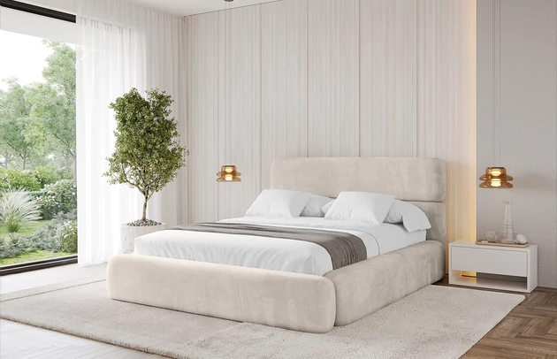 Bezug: Velvet, Farbe: Beige - Casablanca 2301, Stoffbeschreibung: Polsterstoff Casablanca: „Pet-friendly“, leicht zu reinigen (CleanBOO+), wasserabweisend mit Lotuseffekt, scheuerfest (45.000 Martindale- Zyklen), Gewicht 310g/m2 ±5 %, Zimmer: Schlafzimmer, Länge: 226 cm, Breite: 152 cm, Höhe: 110 cm, Größe: 120x200 cm, Länge der Schlaffläche: 200 cm, Breite der Schlaffläche: 120-cm, Liegehöhe: 48 cm, Matratze: Mit H3 / H4 Taschenfederkern Matratze, Höhe der Matratze: 25 cm, Matratzentyp: Taschenfederkernmatratze, Bettkasten: Ja, Anzahl der Bettkasten: 1, Höhe der Bettkasten: 30 cm, Höhe des Kopfteils: 110 cm, Dicke des Kopfteils: 8 cm, Gepolsterte Rückseite: Nein - 1